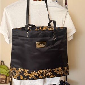 Versace Jeans Collection Black Tote with Gold Pattern